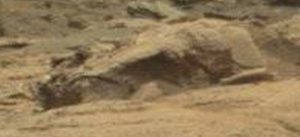 Um animal de pedra com um rosto humano em Marte.