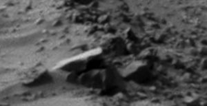 A closeup of the cannon shooting Curiosity Rover